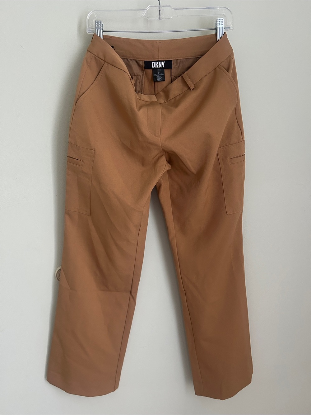 DKNY Straight Leg Cargo Pants in Camel Brown